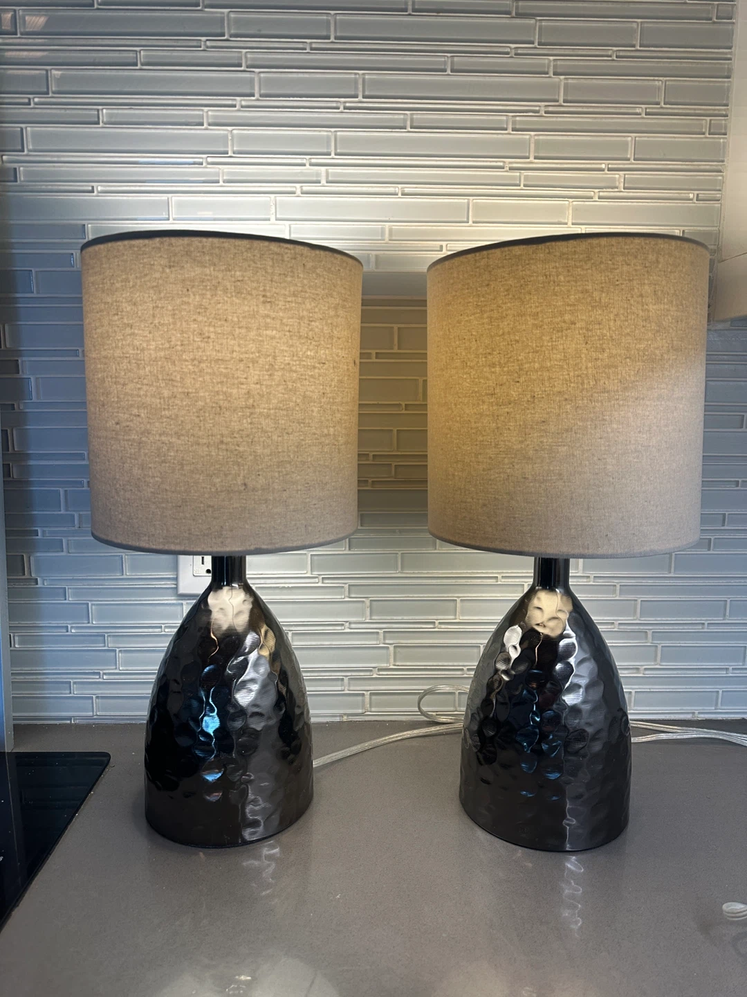 MODERN CONTEMPORARY METALLIC CERAMIC TABLE NIGHT STAND LAMPS - photo 5