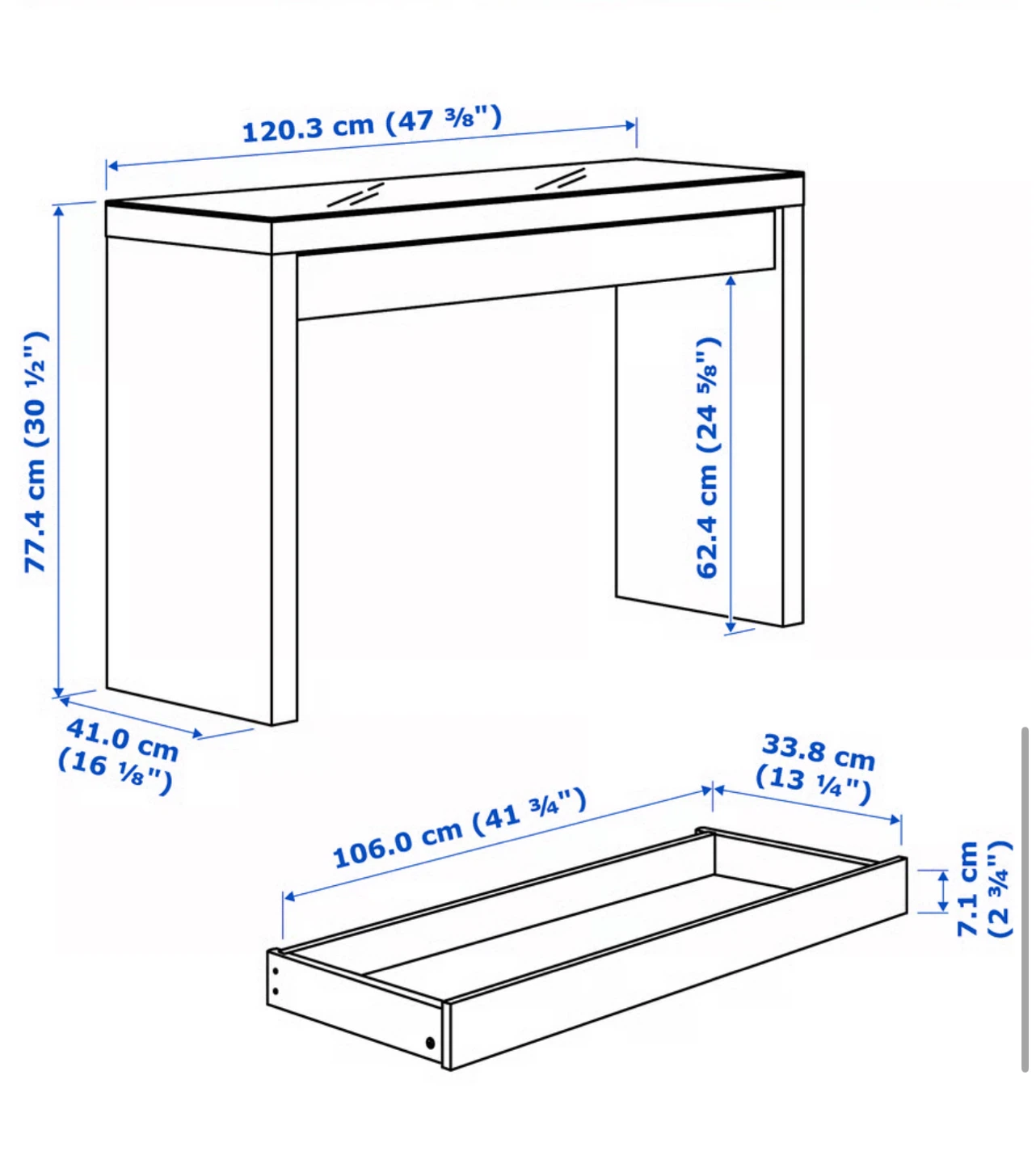 White IKEA Dressing Table / Vanity – Like New - photo 2
