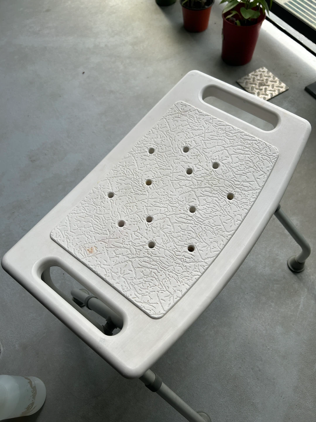 White Shower Stool with Handle Cutouts - photo 2