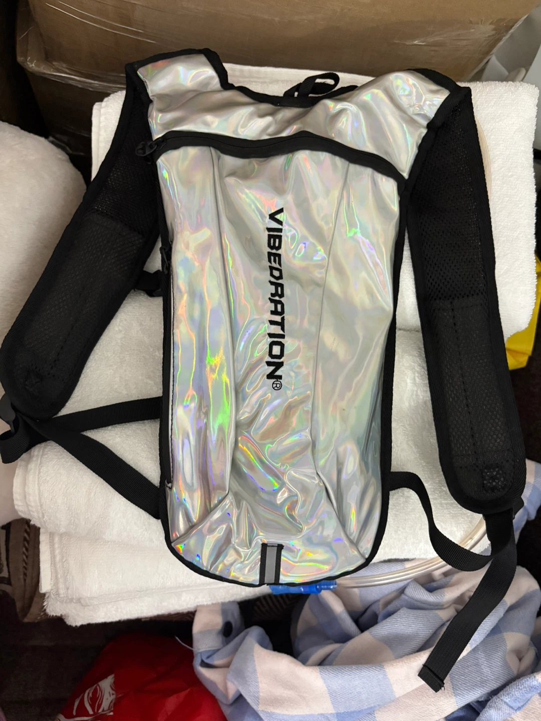 VIBEDRATION Hydration Pack Backpack Silver Iridescent