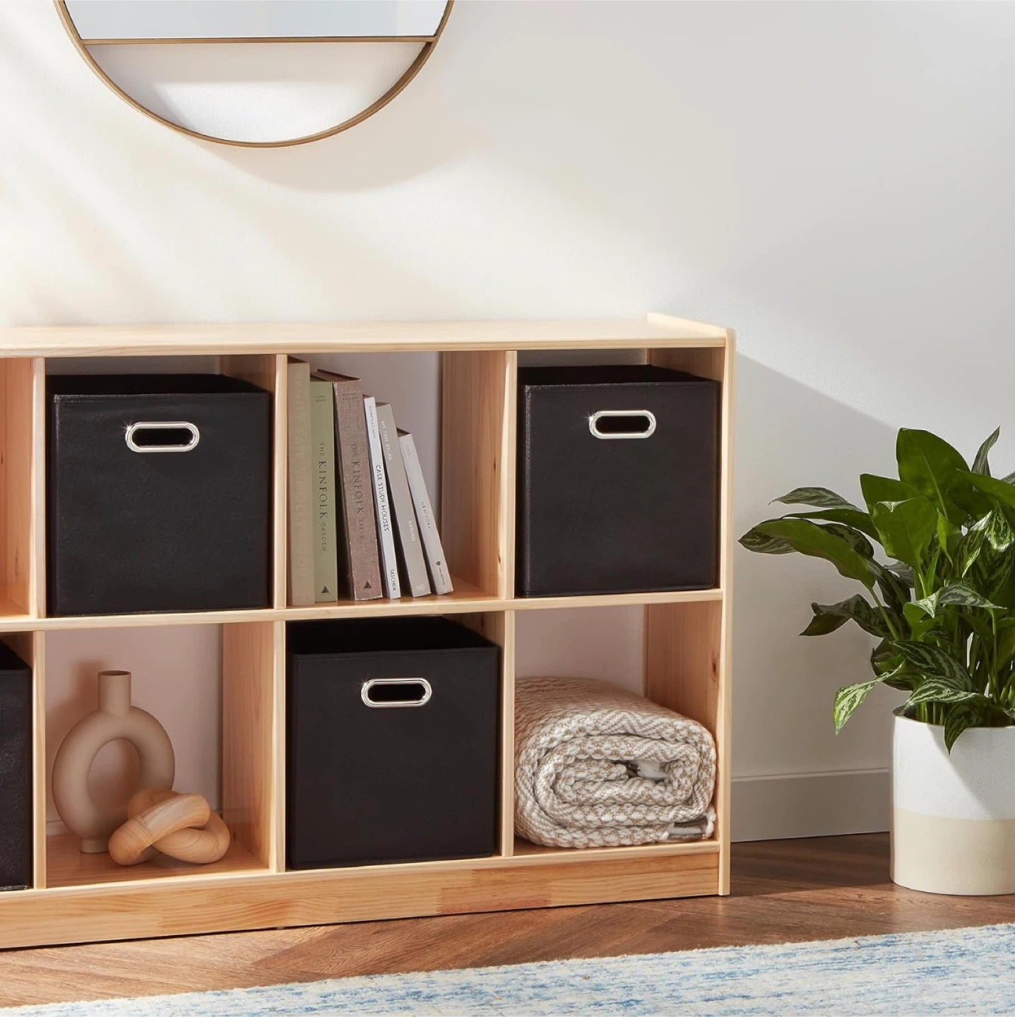 Black Collapsible Storage Bins with Handles