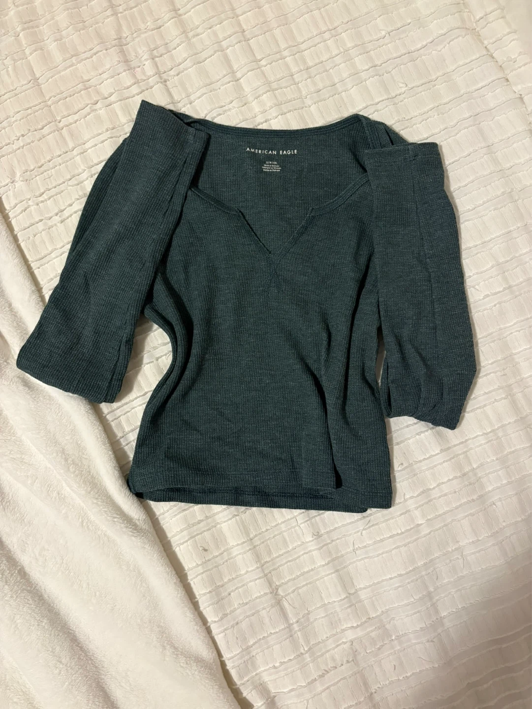 American Eagle waffle knit V-Neck Top