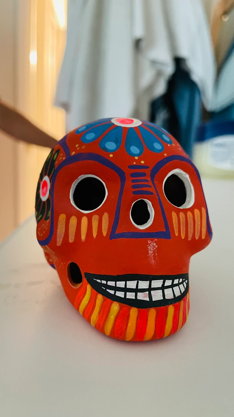 Hand-painted Decorative Skull Figurine