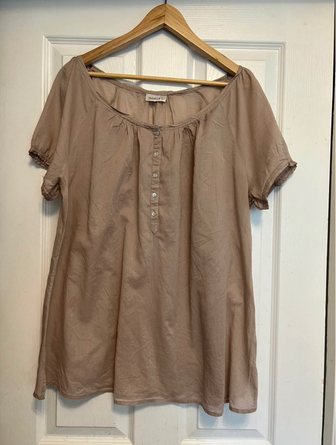 Short Sleeve Button-Up Top