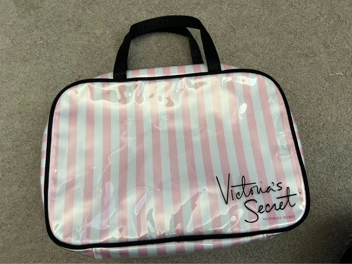 Victoria's Secret Pink Striped Cosmetic Bag