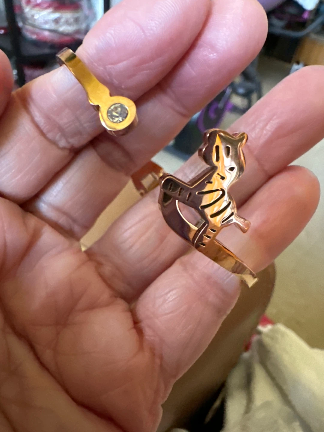 Rose Gold Tone Tiger Bangle Bracelet with Crystal Accent - photo 2