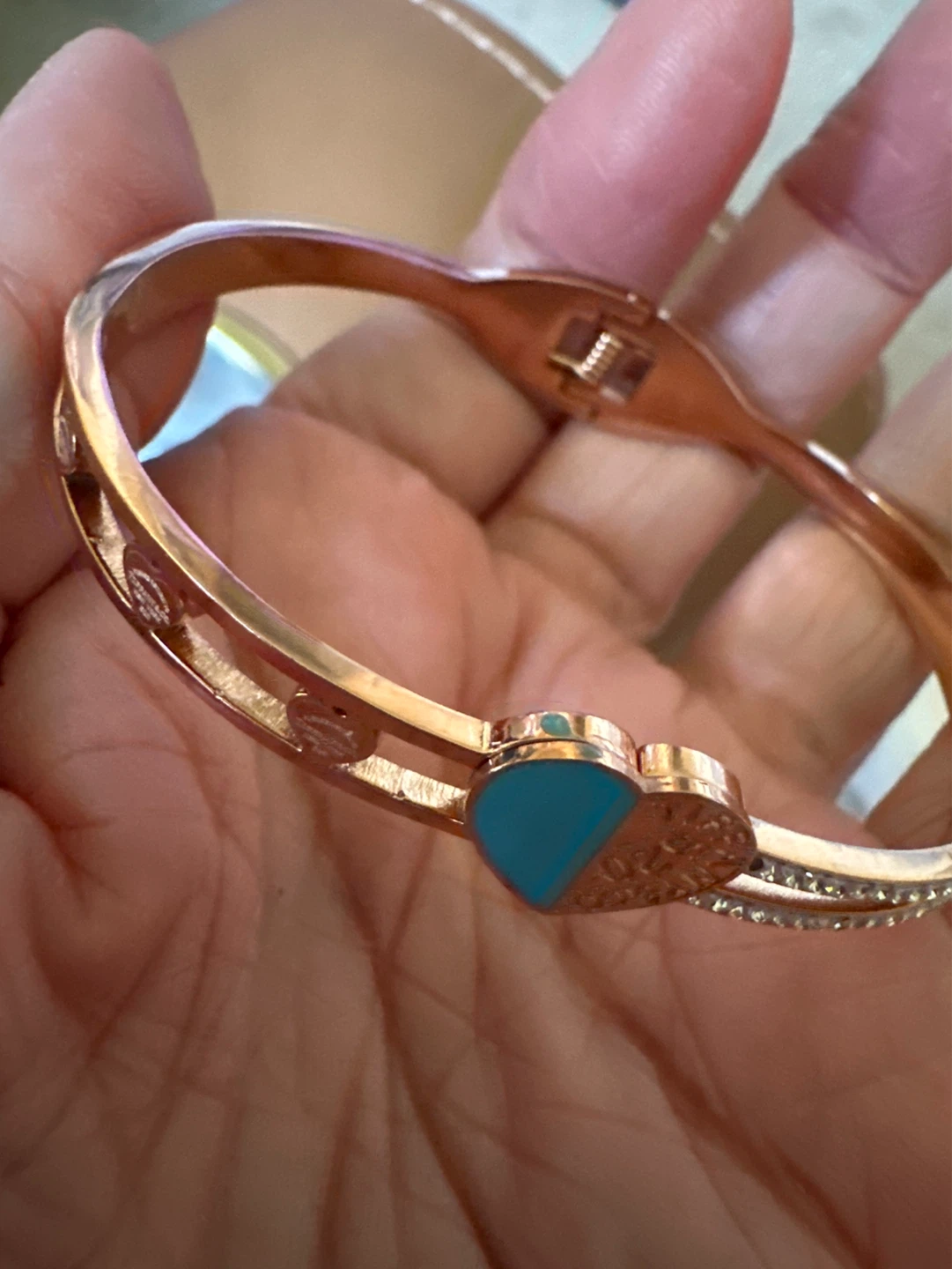 Tiffany & Co. Rose Gold & Turquoise Heart Bangle Bracelet - photo 2