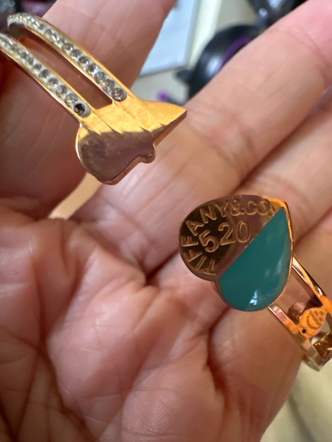 Tiffany & Co. Rose Gold & Turquoise Heart Bangle Bracelet - photo 3