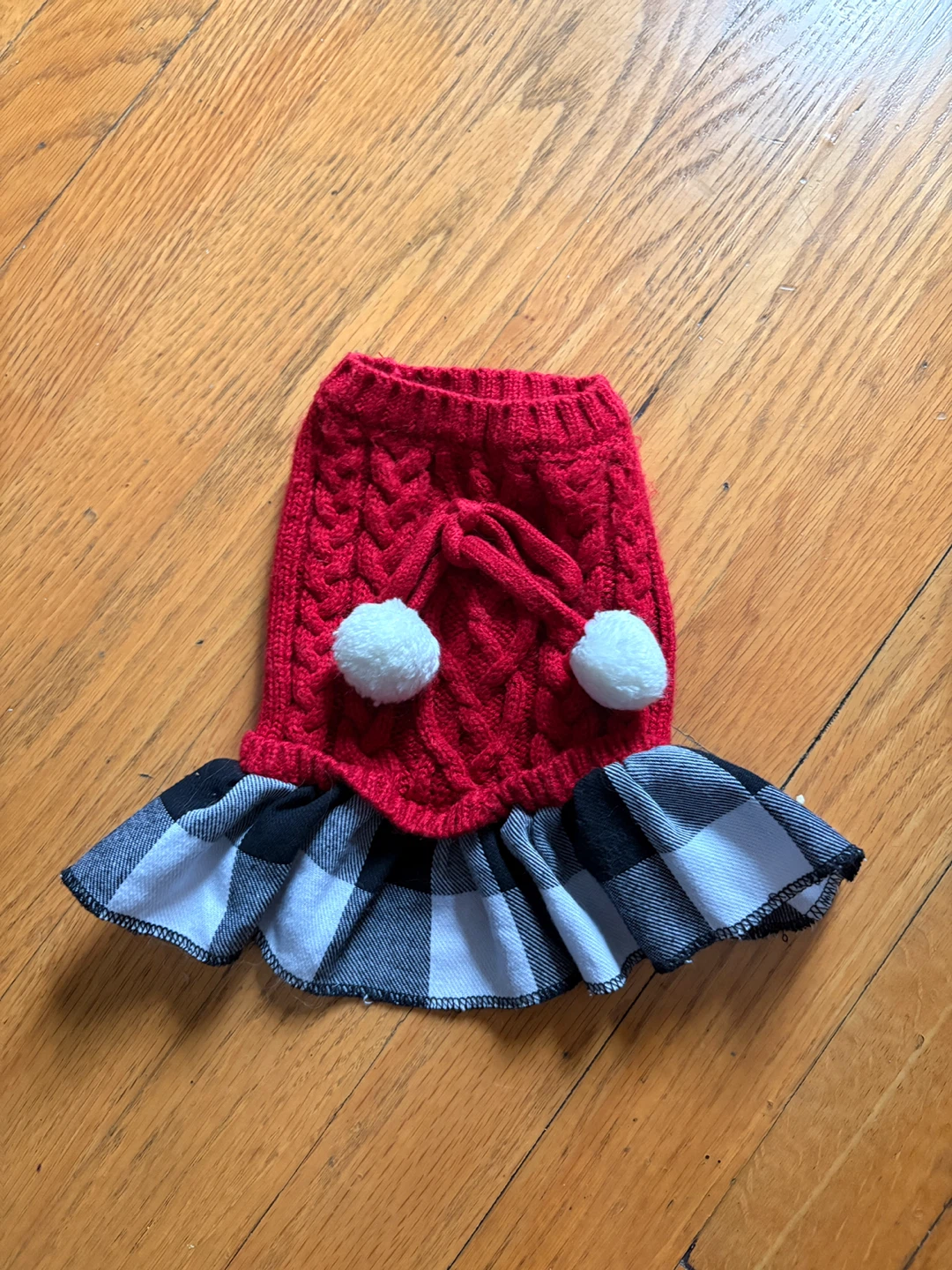 Friends Forever Pet Sweater - Red/Black Plaid - X-Small