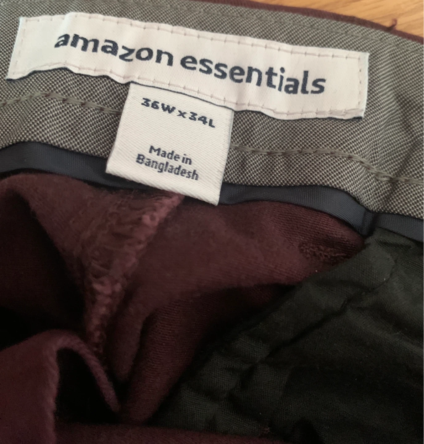 Amazon Essentials Burgundy Chinos Size 36W x 34L - photo 3