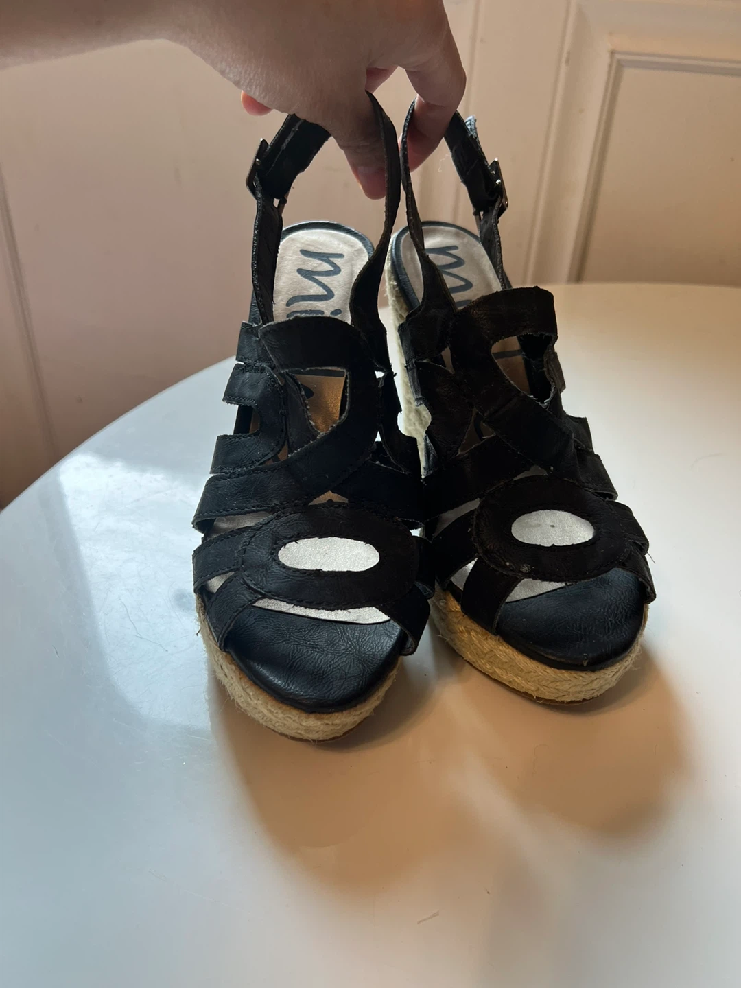 Black Espadrille Wedge Sandals