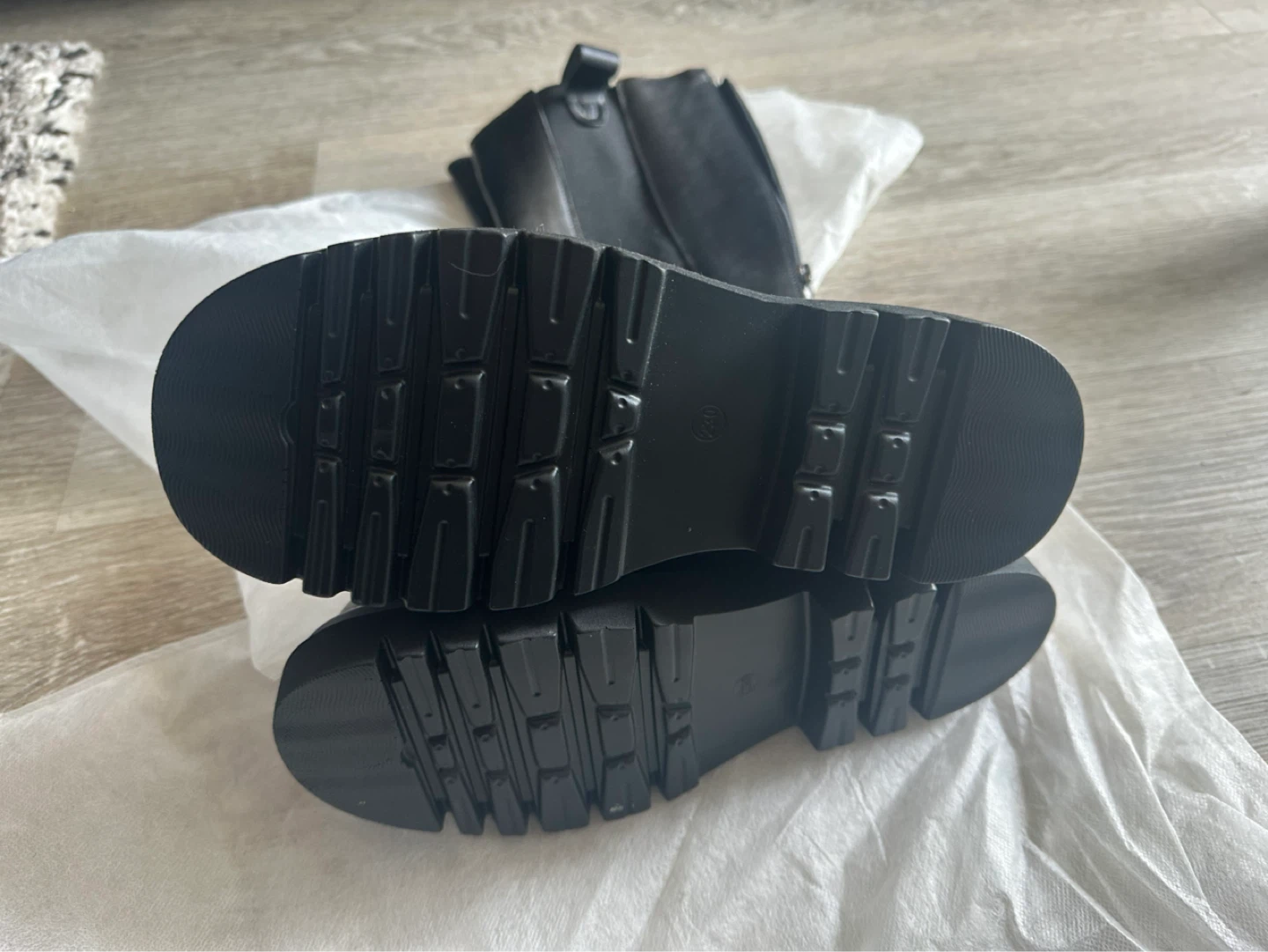 Black Chunky Platform Knee-High Boots - photo 3