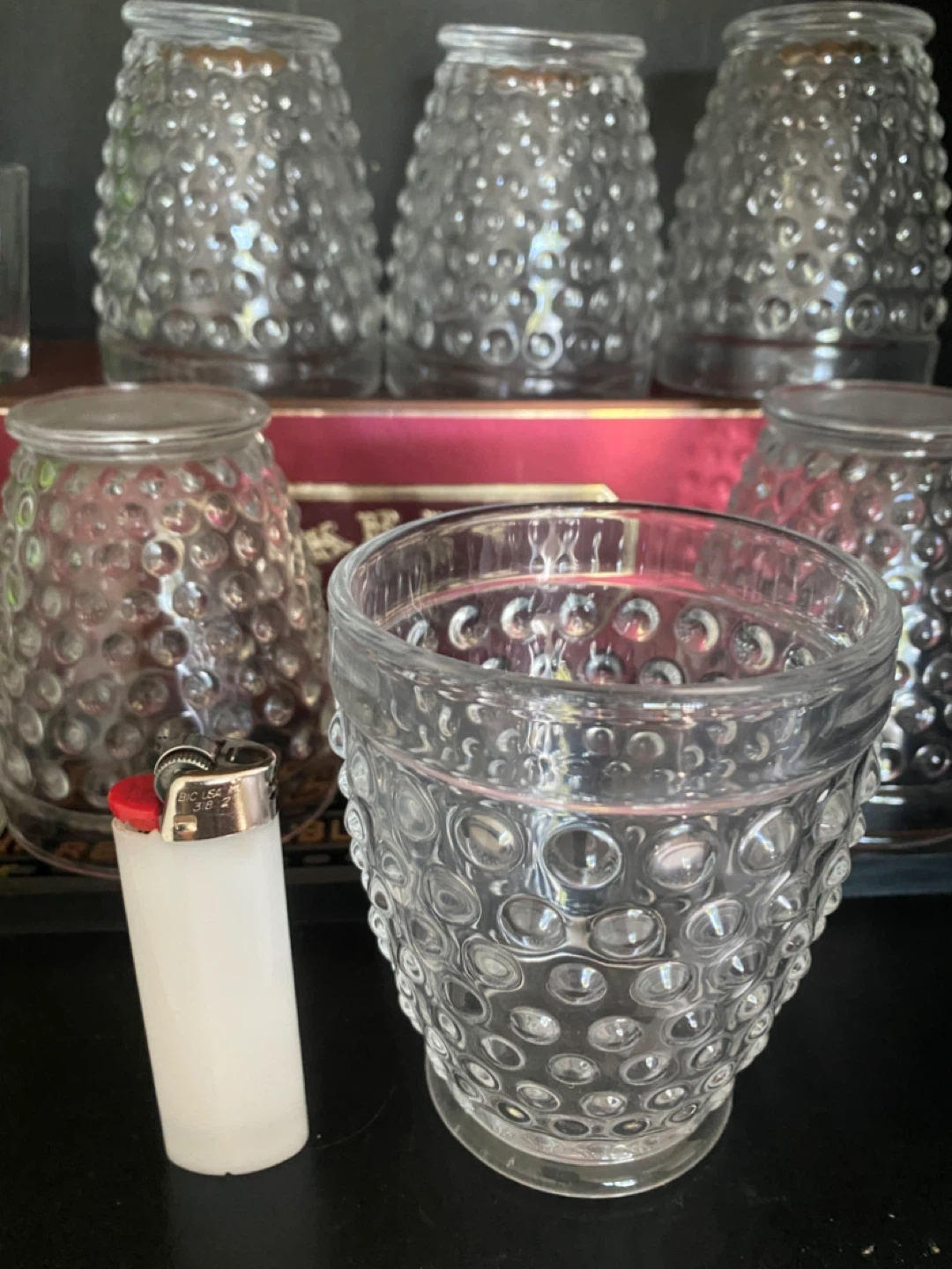 Set of 6 Clear Hobnail Pattern Glass Tumblers - photo 3