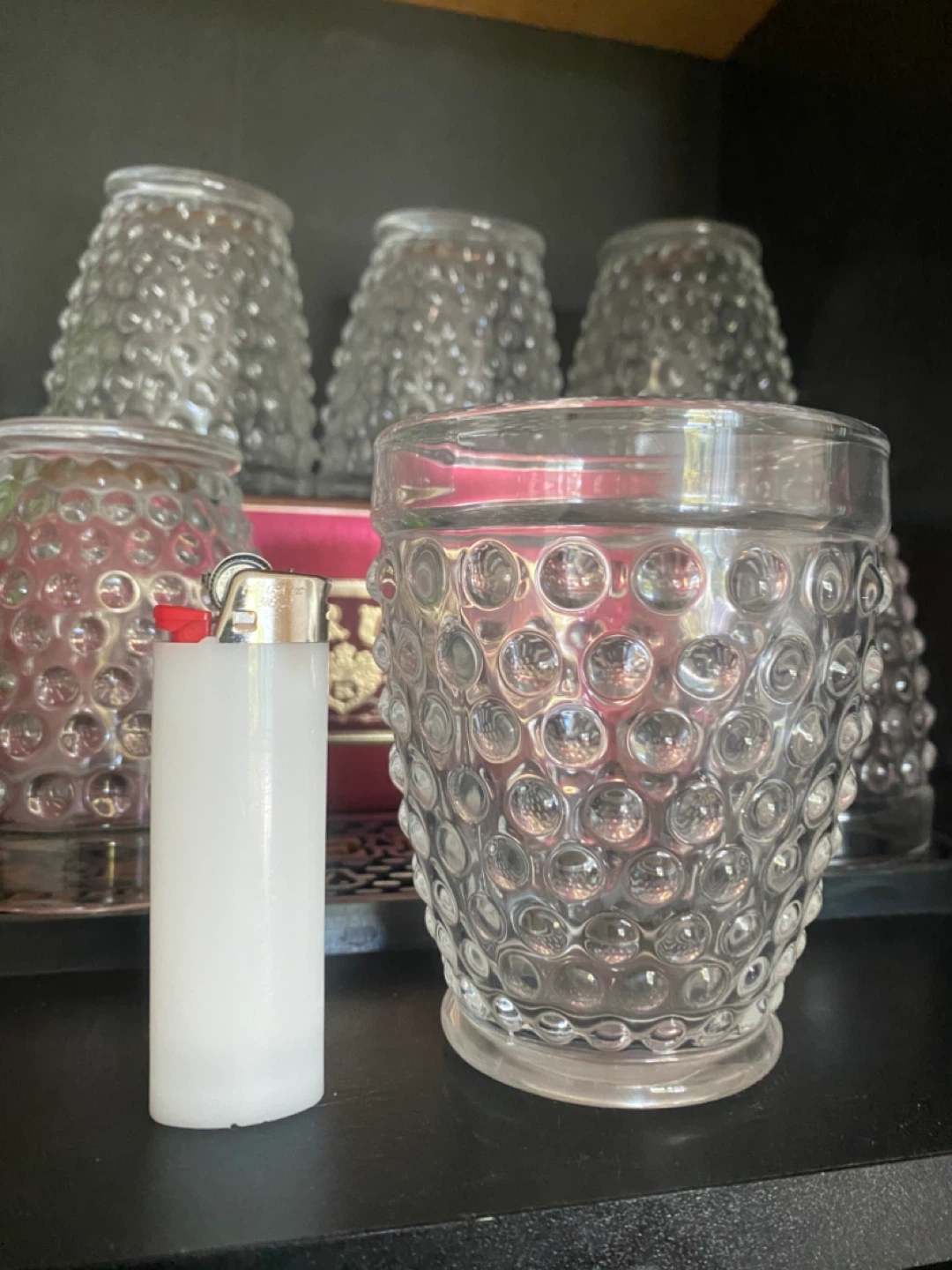 Set of 6 Clear Hobnail Pattern Glass Tumblers - photo 2