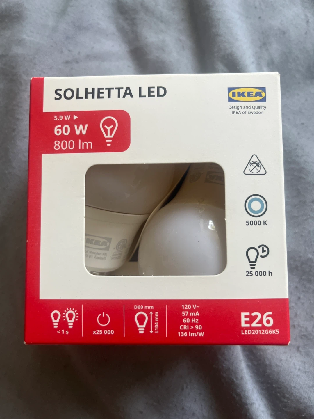 Ikea SOLHETTA LED bulb E26 800 lumen, white