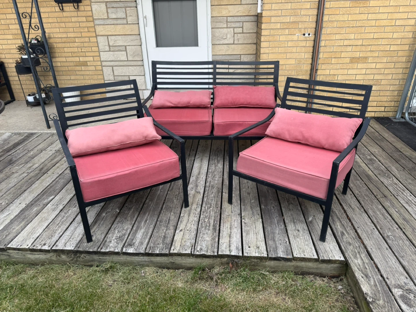 Black Metal Patio Set with Cushions - photo 3