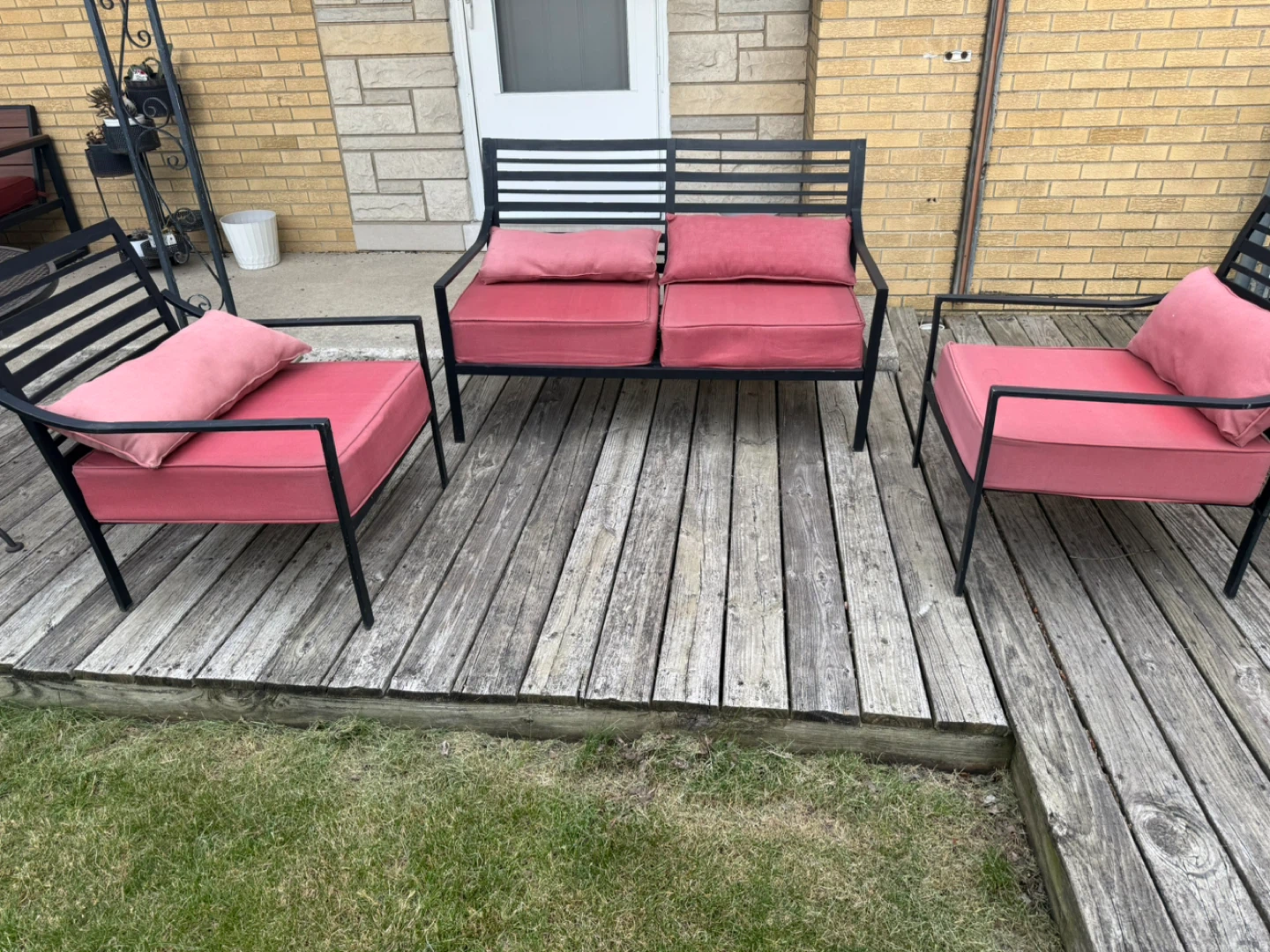 Black Metal Patio Set with Cushions