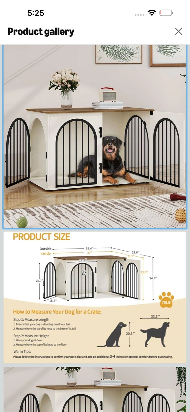 Dog Crate Furniture White Brown 100L x 60W x 63H cm - photo 2