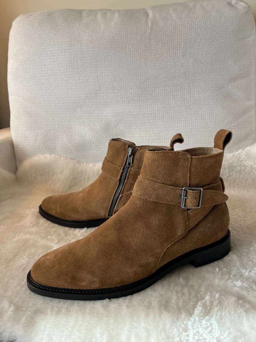 Banana Republic Suede Buckle Ankle Boots