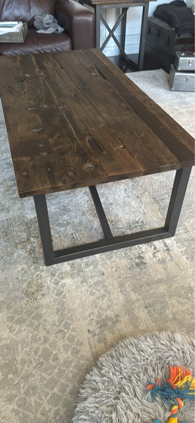 Rustic Wood and Metal Coffee Table and 2 End tables - photo 2