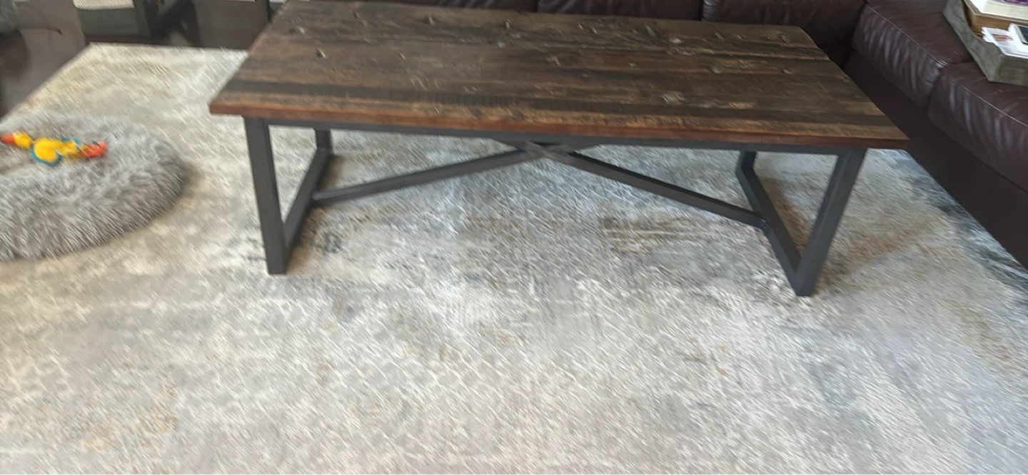 Rustic Wood and Metal Coffee Table and 2 End tables