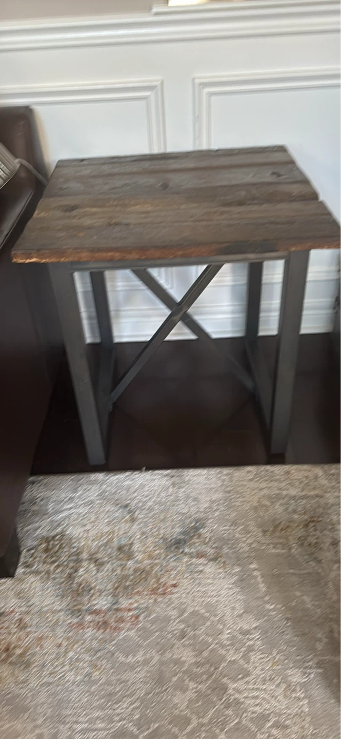 Rustic Wood and Metal Coffee Table and 2 End tables - photo 3