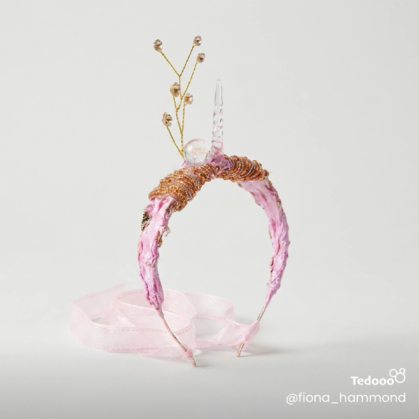 Handmade Crystal and Ribbon Headband