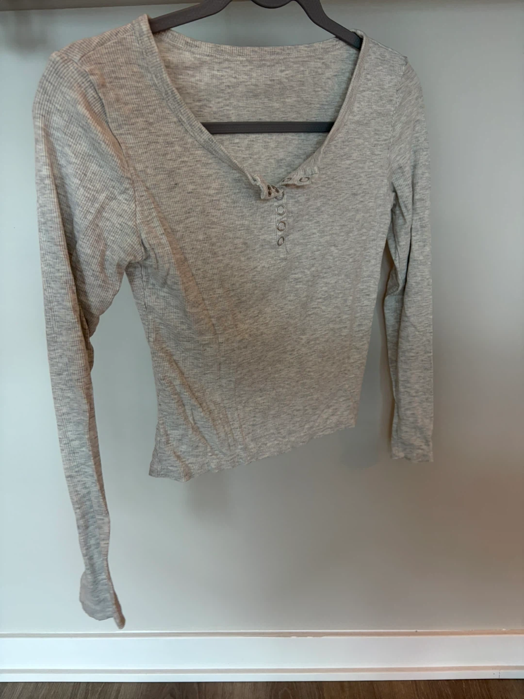 Striped Long Sleeve Button Henley Tops - photo 4