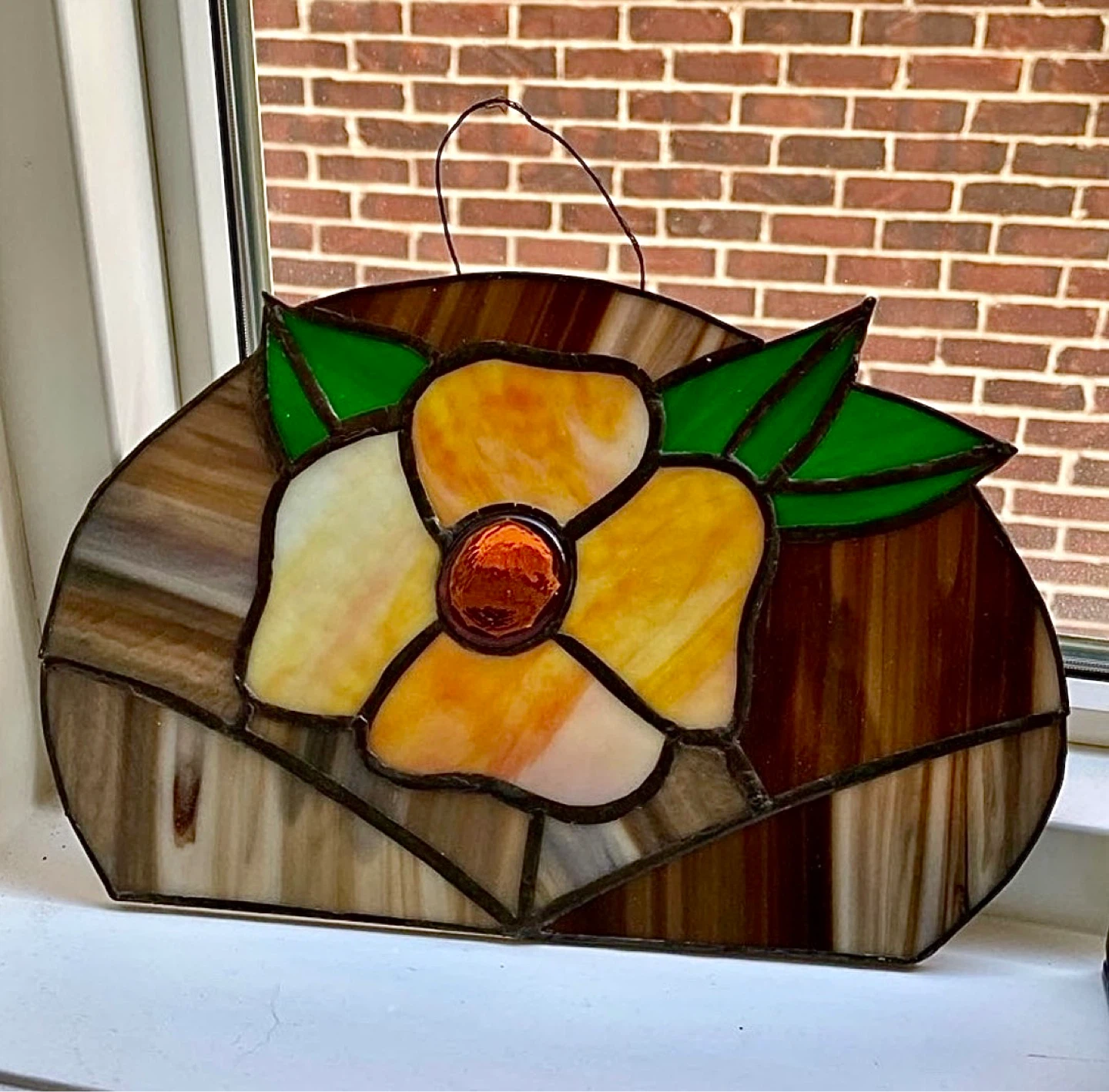 Vintage Stained Glass Hanging Panel Sun Catcher - photo 3