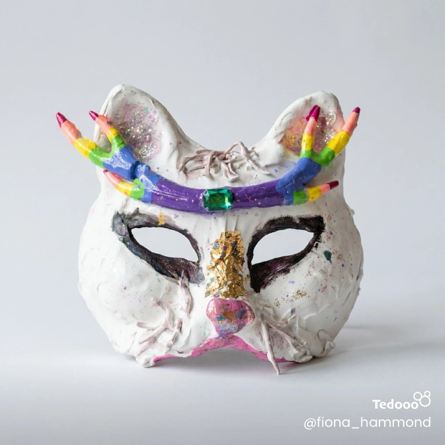 Handmade Cat Mask with Rainbow Accents - photo 2