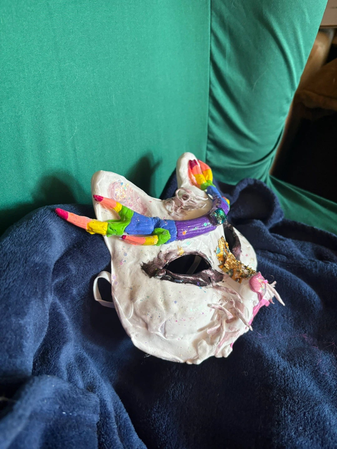 Handmade Cat Mask with Rainbow Accents - photo 3
