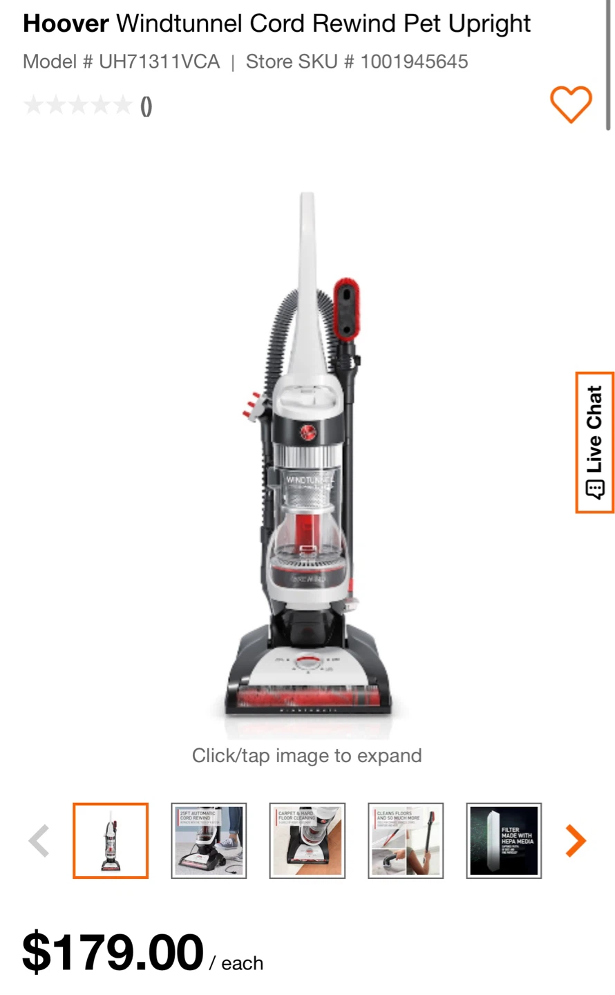 Hoover Windtunnel Cord Rewind Pet Upright Vacuum