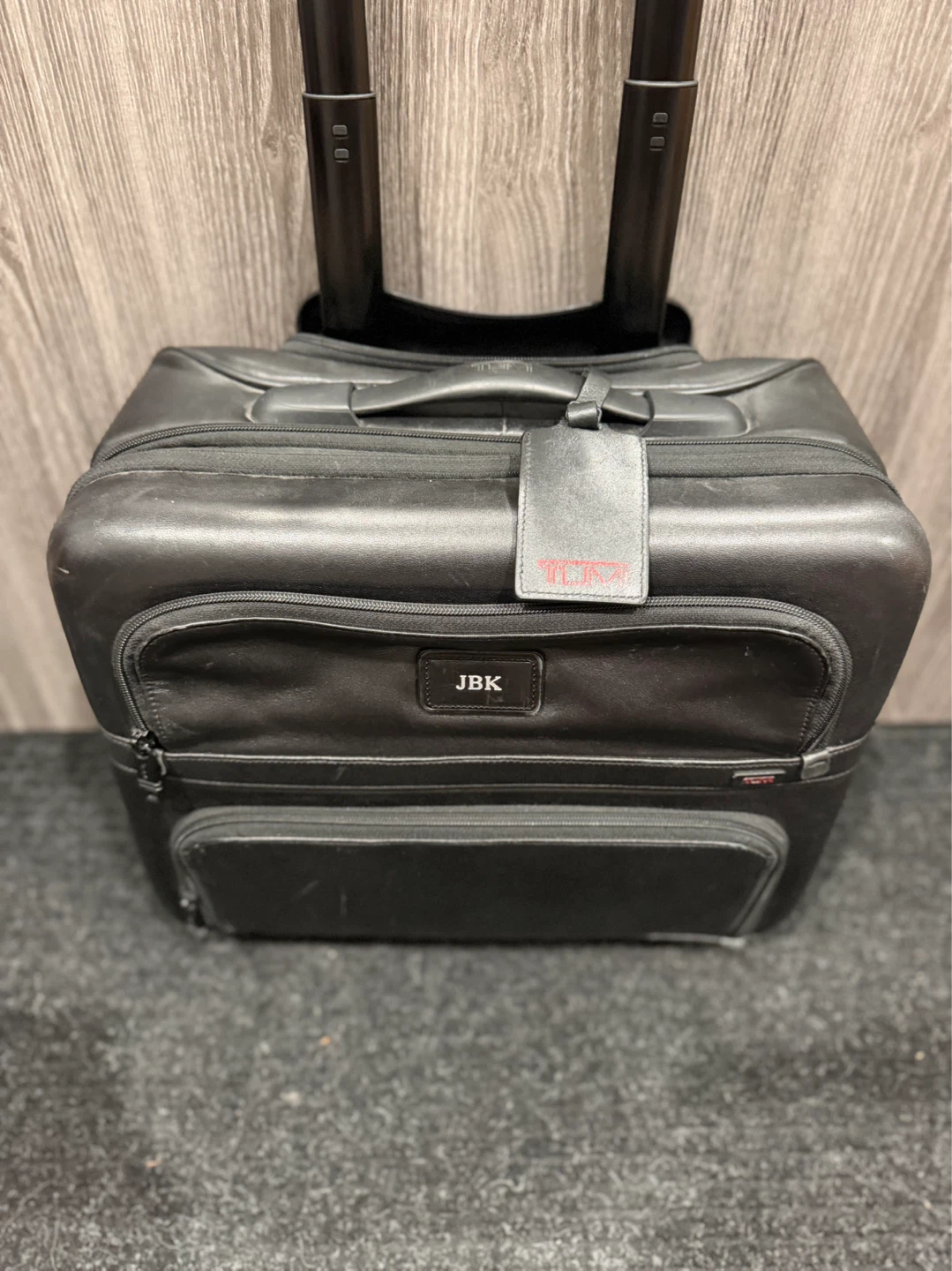 Tumi Black Leather Rolling Briefcase