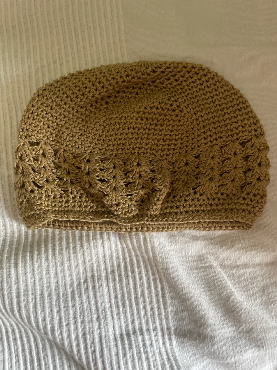 Tan Crochet Beanie