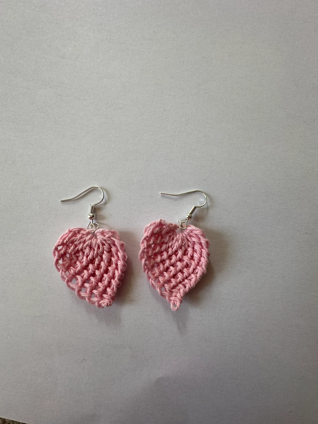 Pink Crochet Heart Earrings