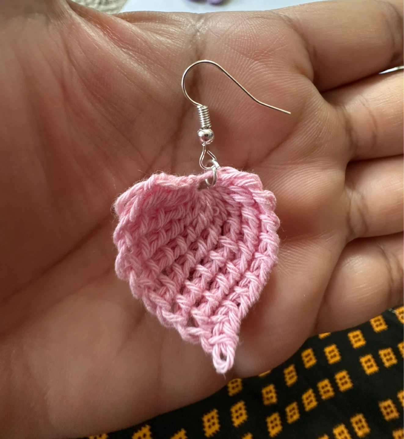 Pink Crochet Heart Earrings - photo 2