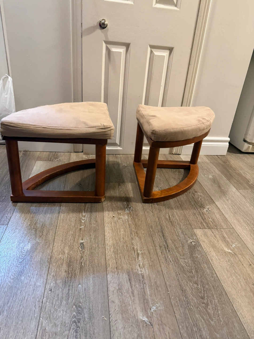 Pair of Beige Ottoman Stools