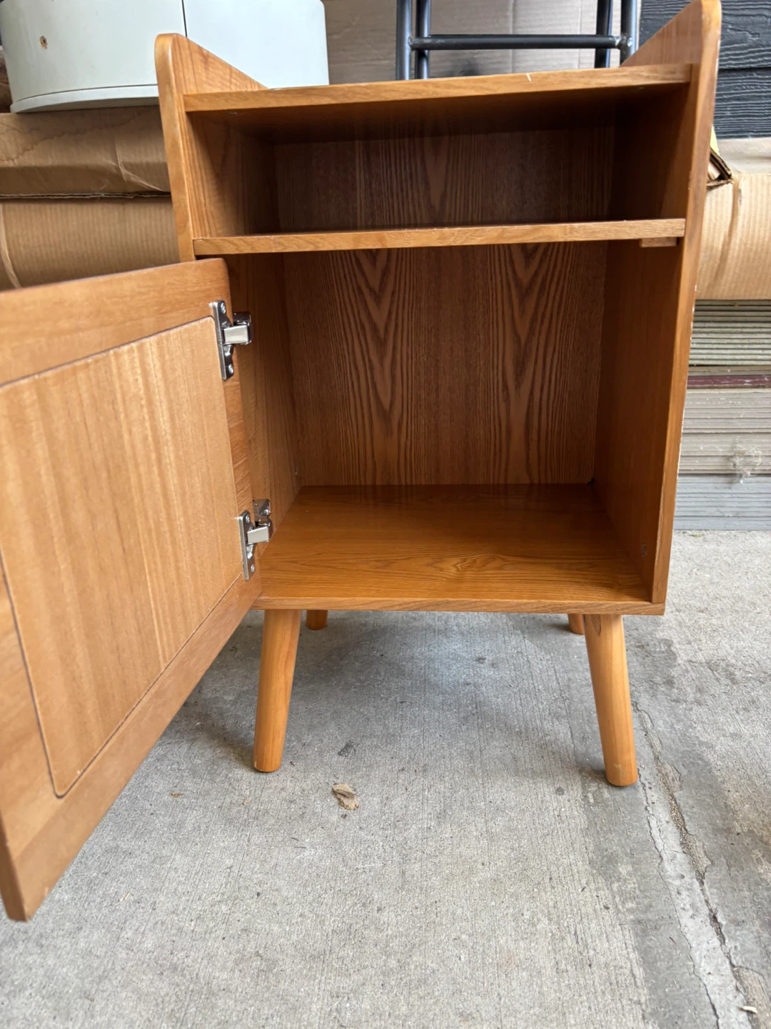 Wooden Nightstand with Rattan Door - photo 4
