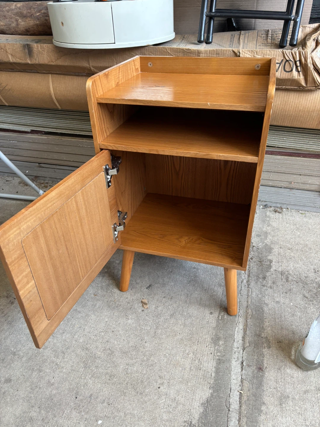 Wooden Nightstand with Rattan Door - photo 3