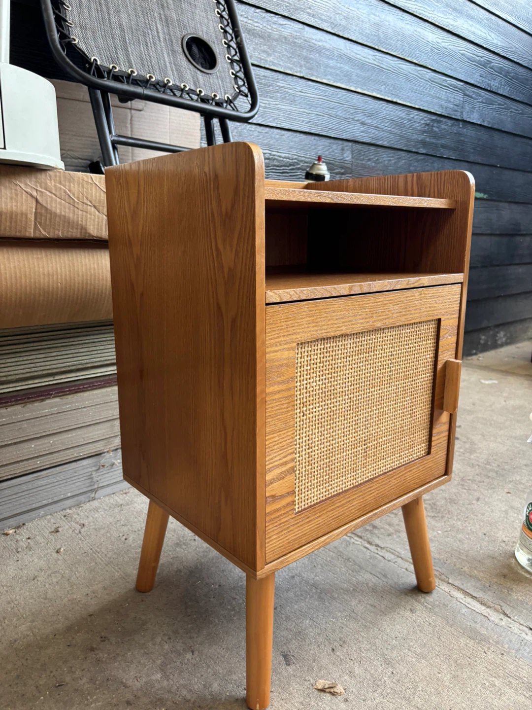 Wooden Nightstand with Rattan Door - photo 5