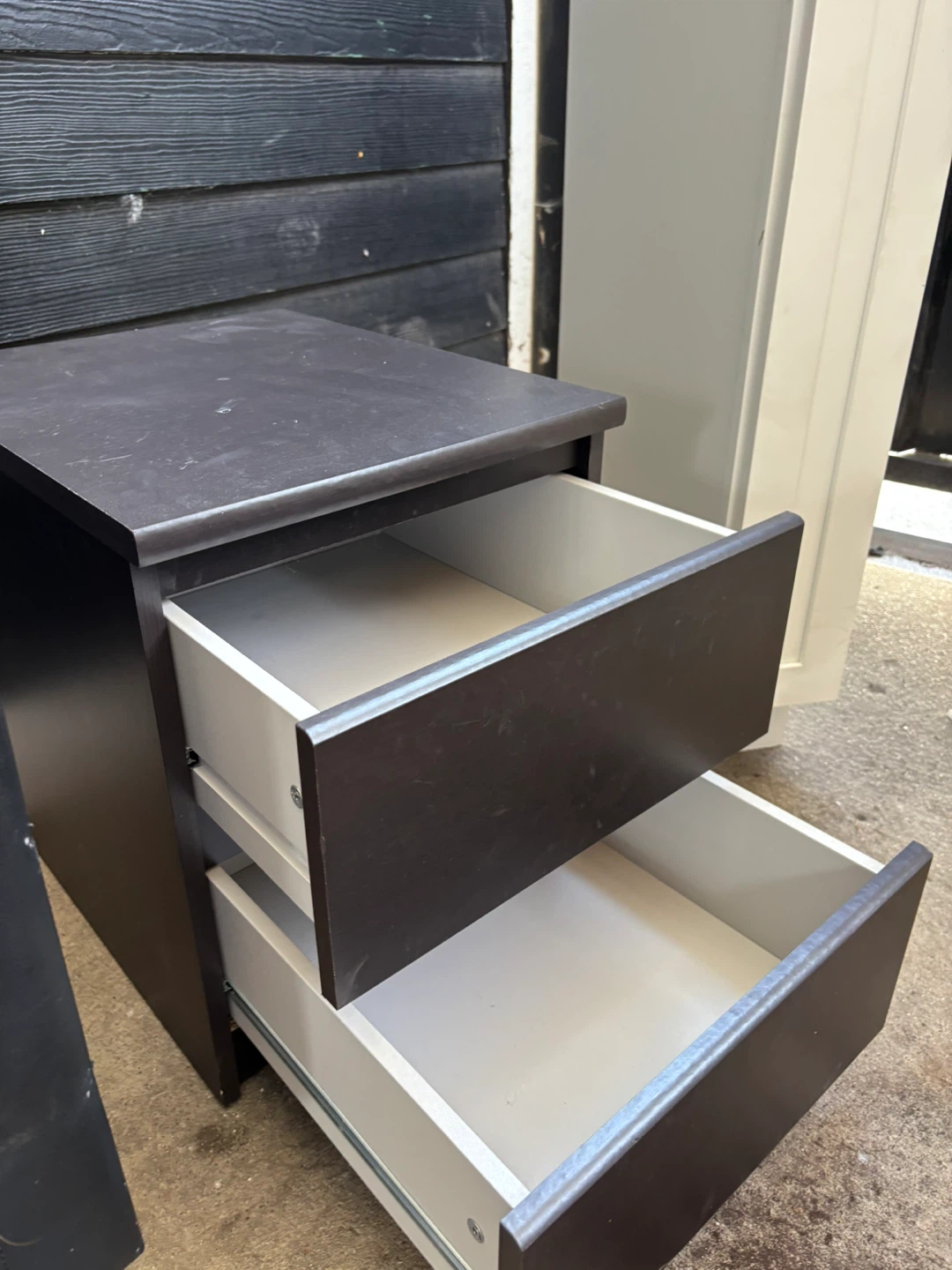 Dark Brown 2-Drawer Nightstand - photo 2