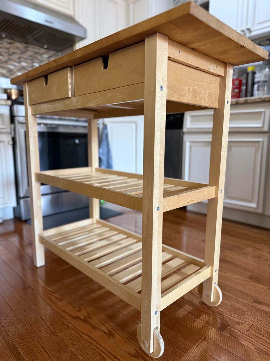 Wooden Kitchen Island with 2 Drawers