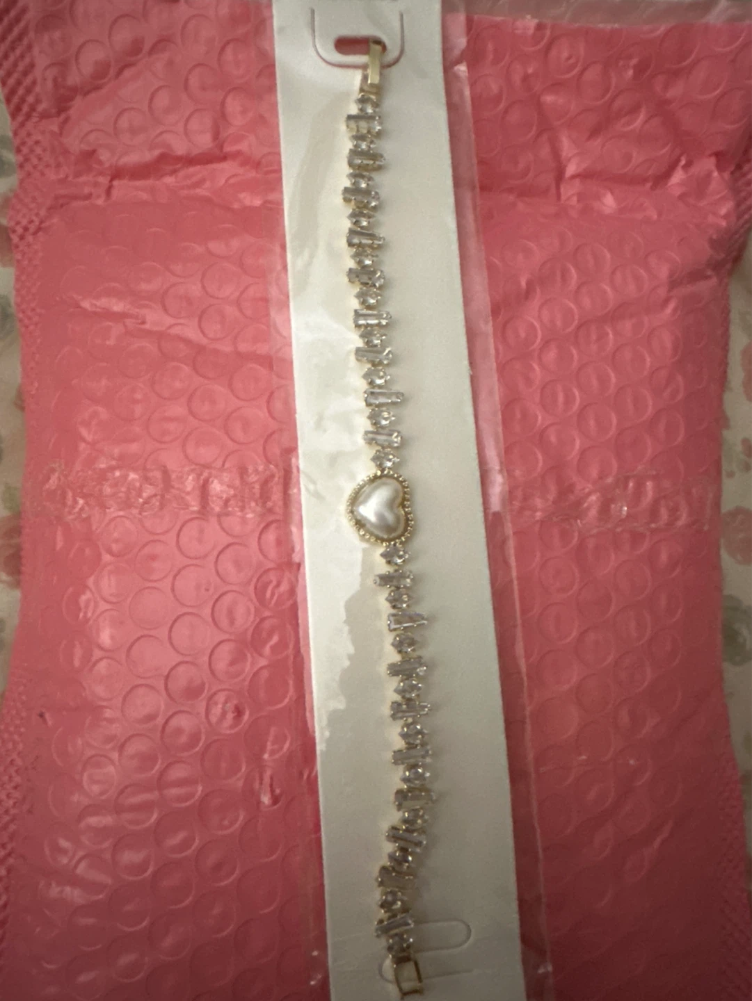 Heart Pearl & Rhinestone Bracelet