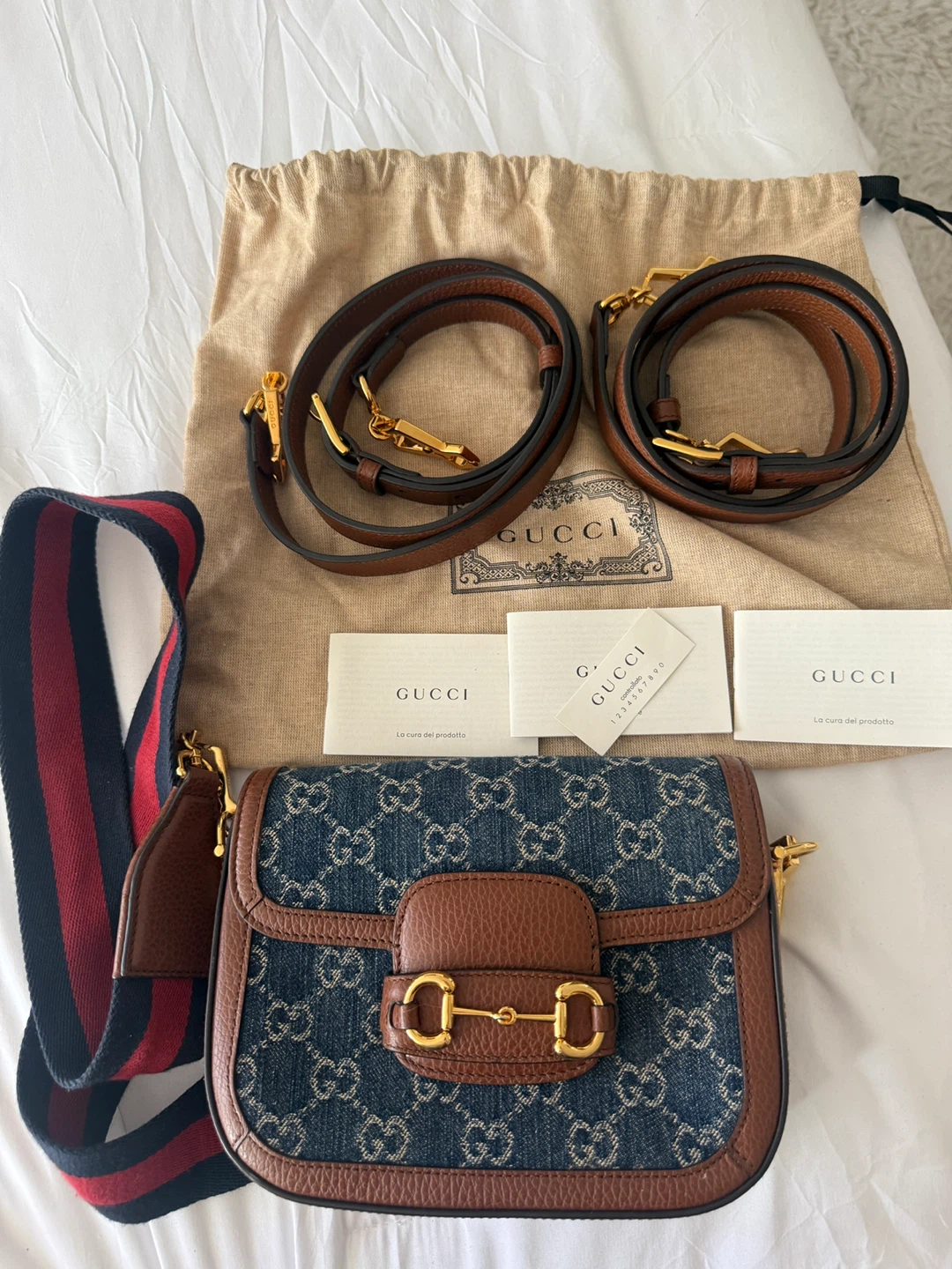 Gucci Horsebit 1955 Denim Shoulder Bag