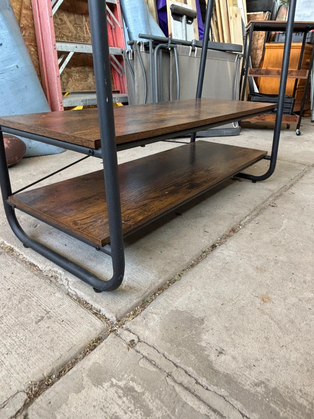 Industrial Style Garment Rack with Wood Shelves - photo 3