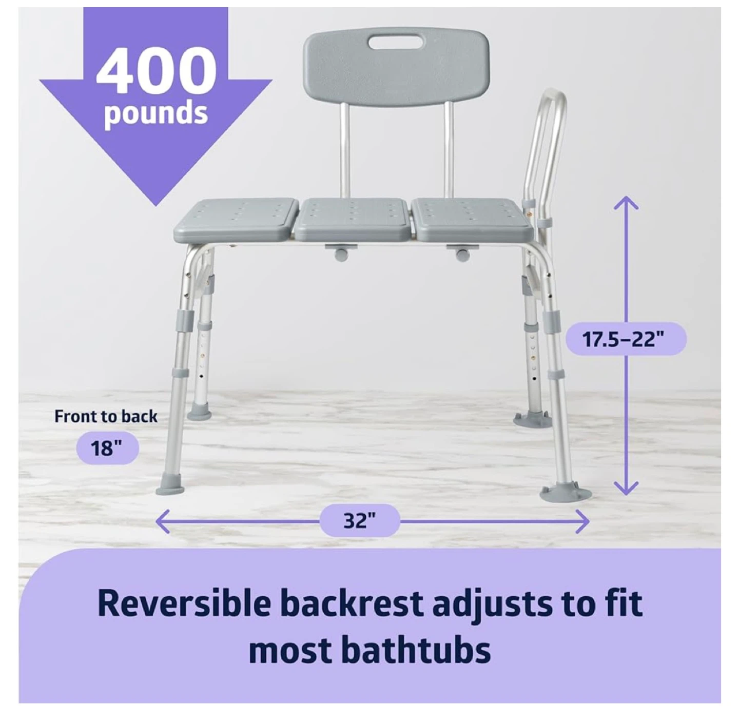 Adjustable Shower Chair with Backrest and Arms