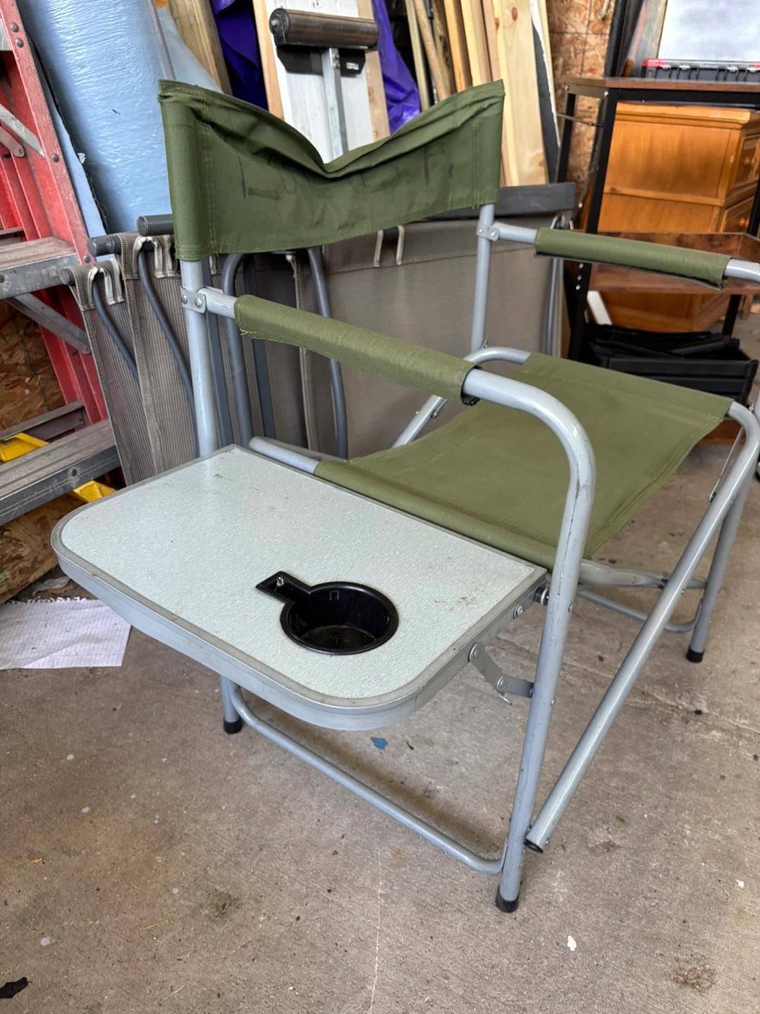 Green Folding Camping Chair with Side Table - photo 3