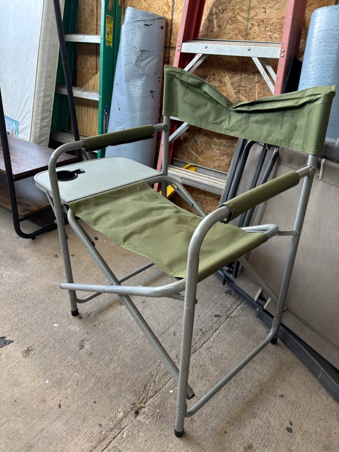 Green Folding Camping Chair with Side Table