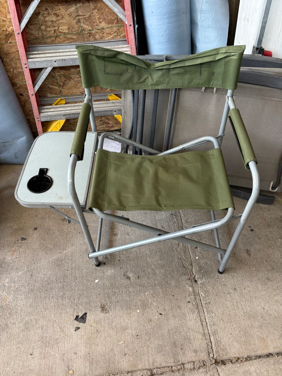 Green Folding Camping Chair with Side Table - photo 2