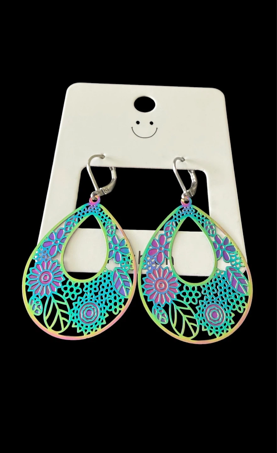 Teardrop Flower Dangle Earrings